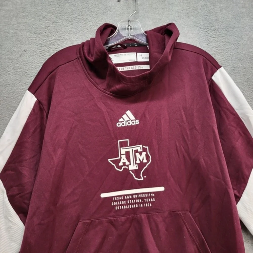 Texas A&M Aggies Men Sweatshirt Large Red Hoodie Adidas Logo Embroidered‎